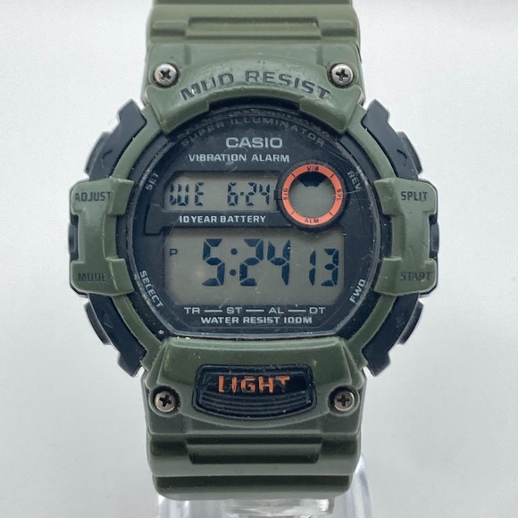 Casio Other - Casio Men's Watch 3463 TRT-110H Green Vibration Alarm 47mm Dual Time Mud Resist